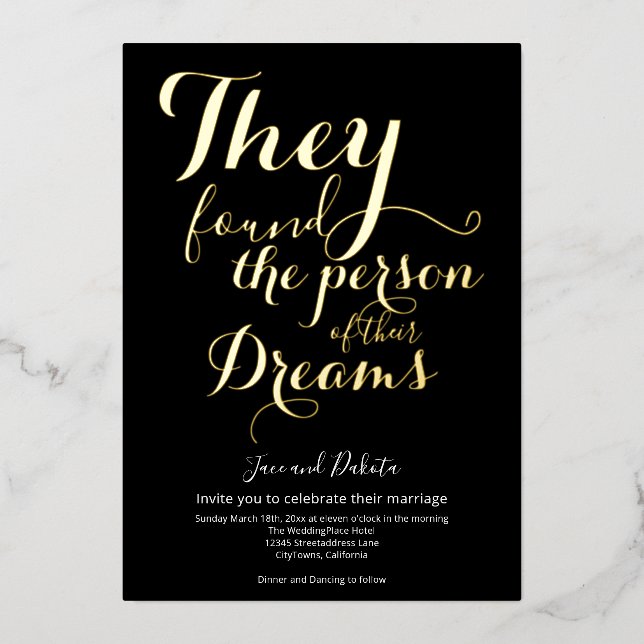Their Dream Person Non-Binary LGBTQ Wedding Foil Invitation (Front)