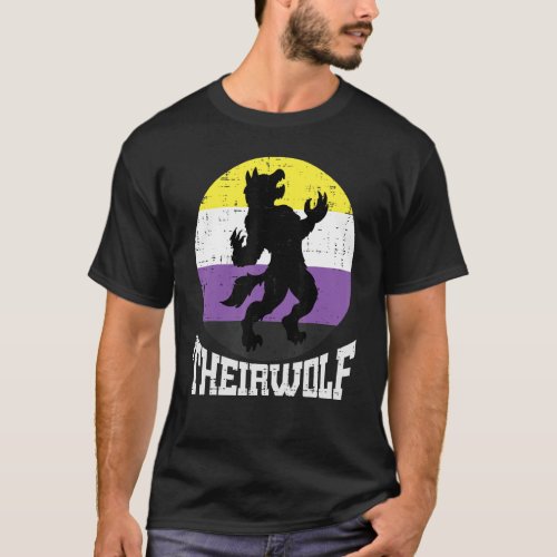 Theirwolf Nonbinary Pride Non Binary Enby Nb Flag  T_Shirt