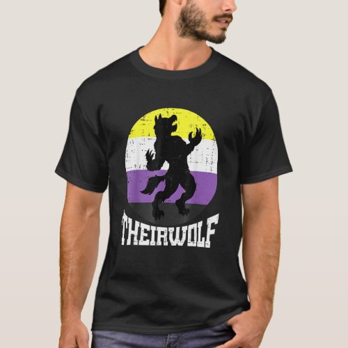 Theirwolf Nonbinary Pride Non Binary Enby NB Flag  T_Shirt