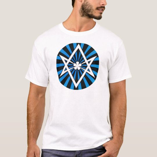Thelema Unicursal Hexagram Blue Sunburst T-Shirt