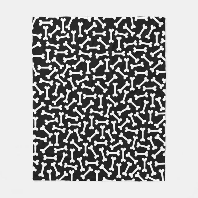 Them Bones (on black) Fleece Blanket (Front)
