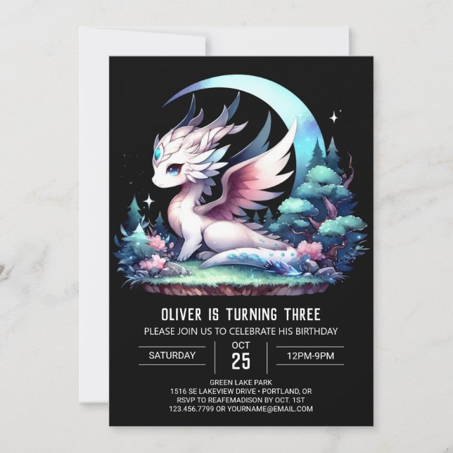Theme Elegant Dragon Birthday  Invitation (Front)