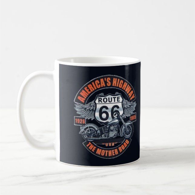 Theme: Motorcycle and Route 66 Coffee Mug (Left)