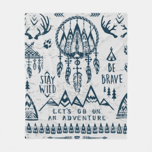 Theme of travel and adventure fleece blanket