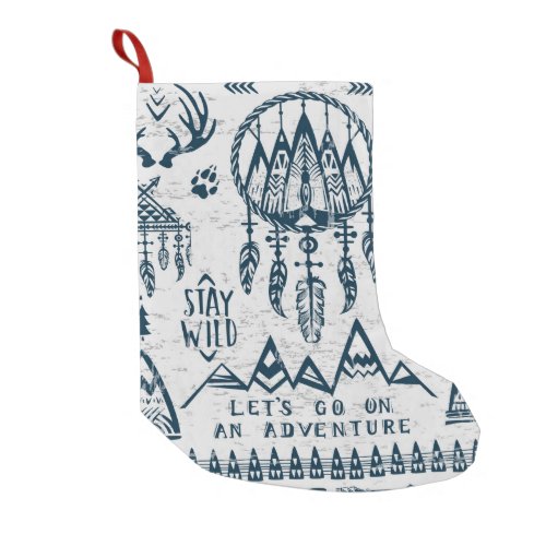 Theme of travel and adventure small christmas stocking