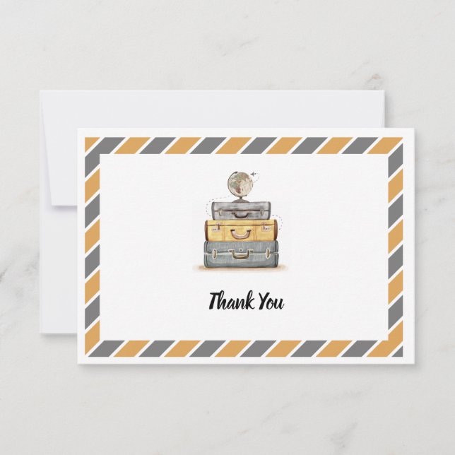 Theme Thank you Yellow Gray Gender Neutral Card (Front)