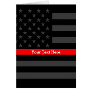 Theme Thin Red Line Personalized Black US Flag Cards