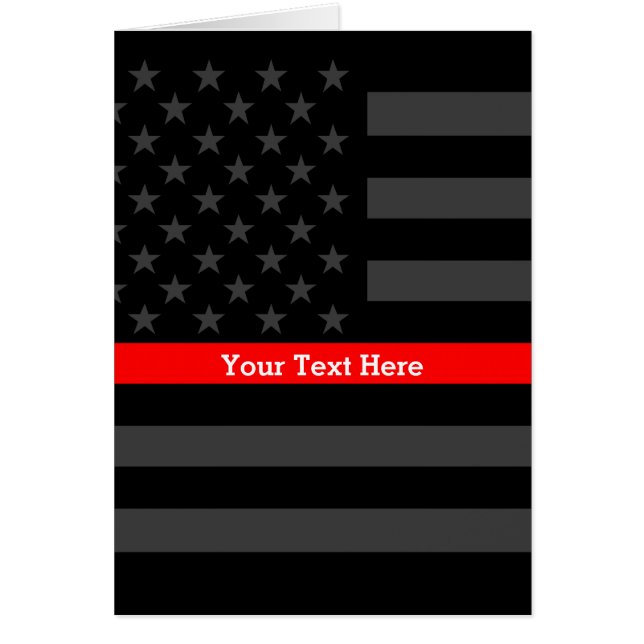 Theme Thin Red Line Personalized Black US Flag Cards (Front)