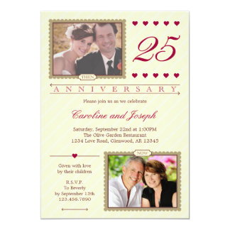 Then and Now 25th Wedding Anniversary Invitation