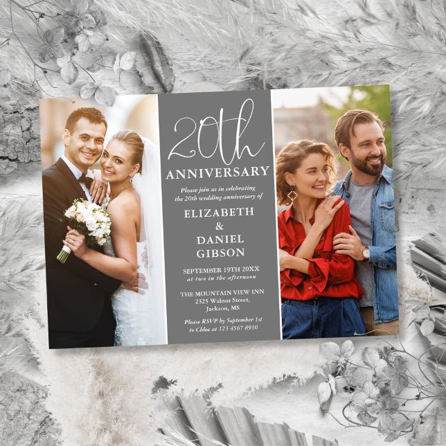 Then And Now 2 Photo 20th Wedding Anniversary Invitation (Then And Now 2 Photo 20th Wedding Anniversary Invitation)