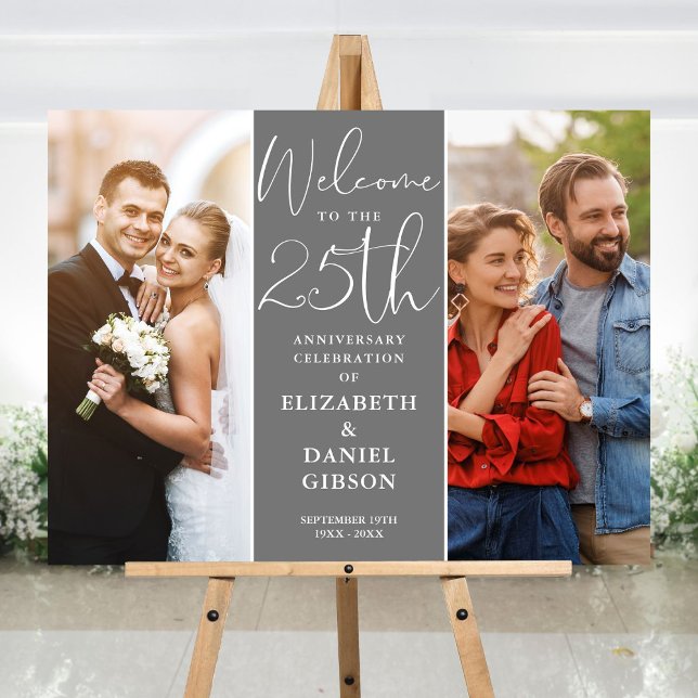 Then And Now 2 Photo 25th Anniversary Welcome Sign (Then And Now 2 Photo 25th Anniversary Welcome Sign)