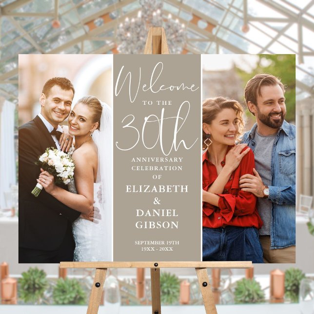 Then And Now 2 Photo 30th Anniversary Welcome Sign (Then And Now 2 Photo 30th Anniversary Welcome Sign)