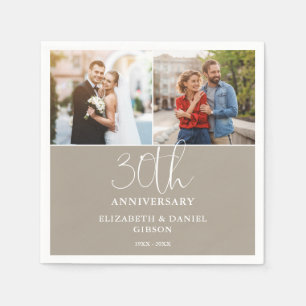 Then And Now 2 Photo 30th Wedding Anniversary Napkins