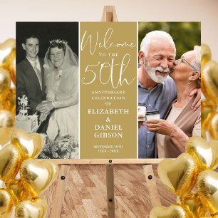 Then And Now 2 Photo 50th Anniversary Welcome Sign