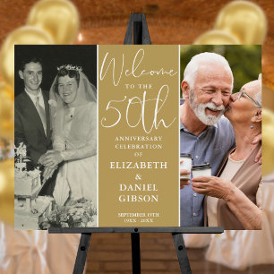 Then And Now 2 Photo 50th Anniversary Welcome Sign