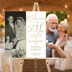 Then And Now 2 Photo 50th Anniversary Welcome Sign
