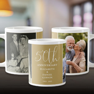 Then And Now 2 Photo 50th Wedding Anniversary Giant Coffee Mug