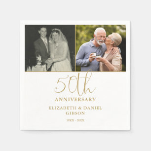 Then And Now 2 Photo 50th Wedding Anniversary Napkins
