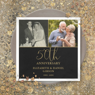 Then And Now 2 Photo 50th Wedding Anniversary Napkins