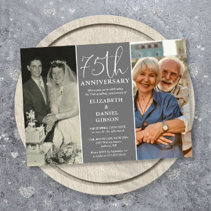 Then And Now 2 Photo 75th Wedding Anniversary Invitation