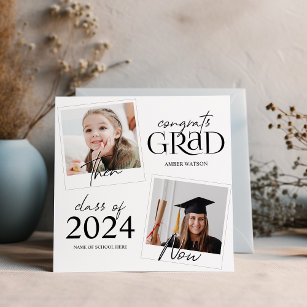 Then And Now   2 Photo Graduation Announcement