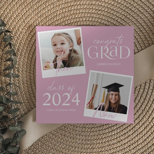 Then And Now  2 Photo Graduation Announcement