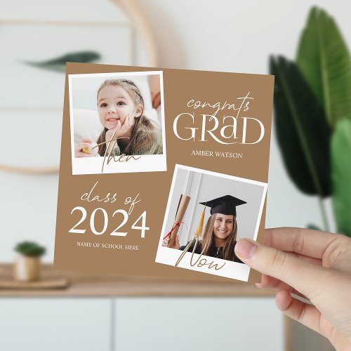 Then And Now  2 Photo Graduation Announcement