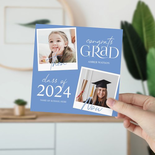 Then And Now  2 Photo Graduation Announcement