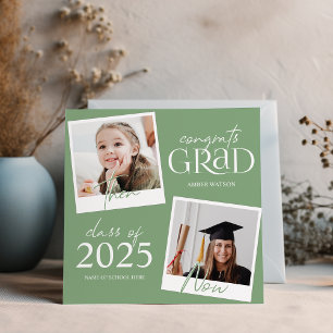 Then And Now   2 Photo Graduation Announcement