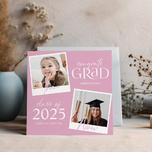 Then And Now   2 Photo Graduation Announcement