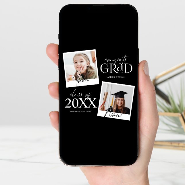 Then And Now | 2 Photo Graduation Announcement (Front Digital)