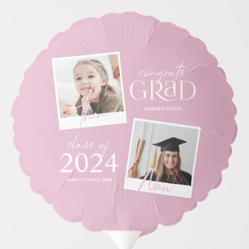 Then And Now  2 Photo Graduation Announcement Balloon