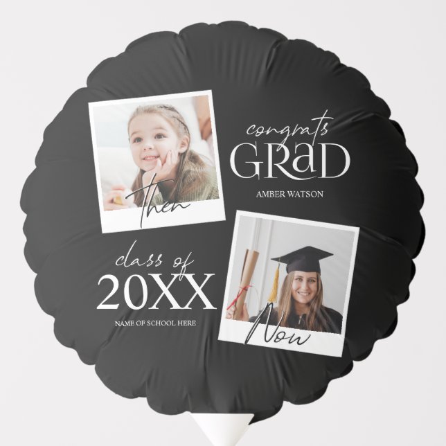 Then And Now | 2 Photo Graduation Balloon (Front)