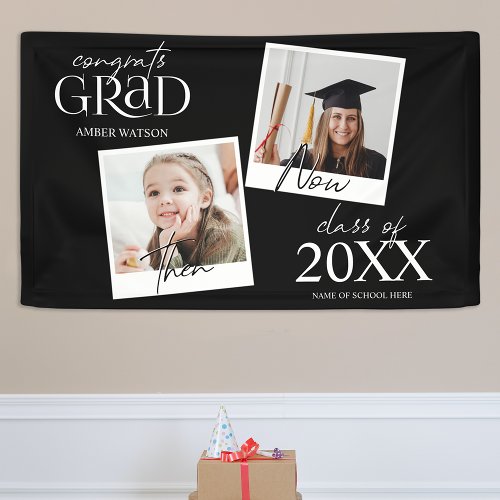 Then And Now  2 Photo Graduation  Banner