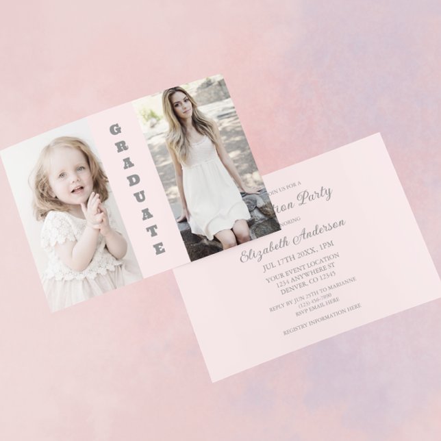 Then And Now 2 Photo Graduation Invitation (Creator Uploaded)