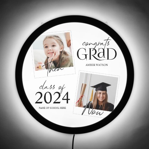 Then And Now  2 Photo Graduation  LED Sign