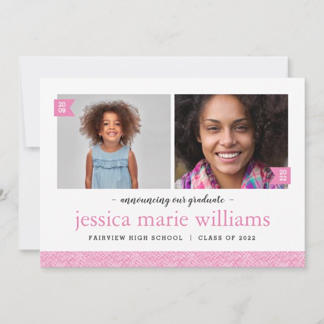 Then and Now 2 Photo Graduation Party Invitation (Front)