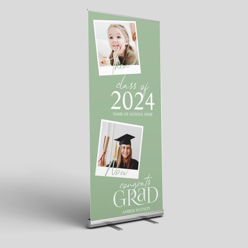 Then And Now  2 Photo Graduation Retractable Banner