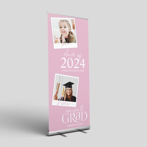 Then And Now  2 Photo Graduation Retractable Banner