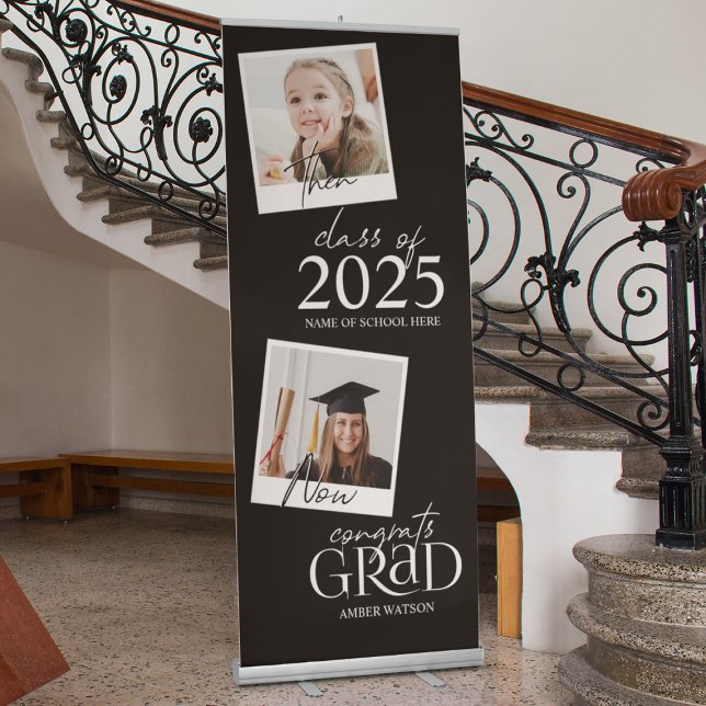 Then And Now | 2 Photo Graduation Retractable Banner (Creator Uploaded)