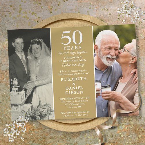 Then And Now 2 Photo Memories 50th Anniversary Invitation