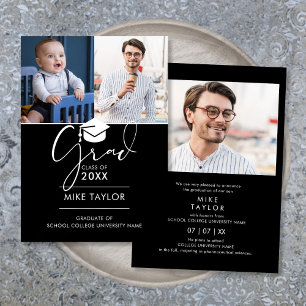 Then And Now 3 Photo Graduation Announcement