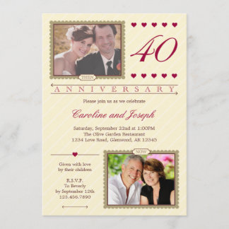 Then and Now 40th Wedding Anniversary Invitation