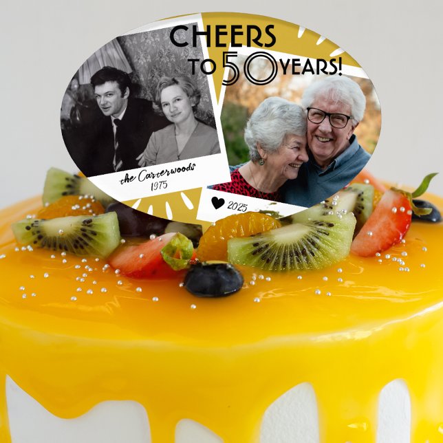 Then and Now 50th Anniversary Photo Cake Topper (Creator Uploaded)