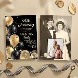 Then and Now 50th Wedding Anniversary Photo Invitation