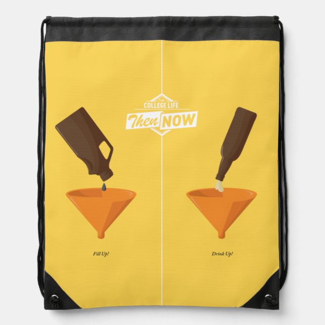 Then And Now: Beer Pong Drawstring Bag (Front)