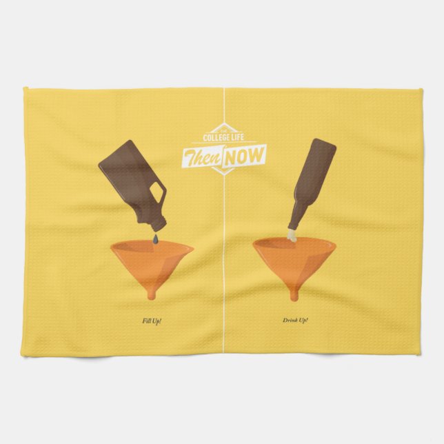 Then And Now: Beer Pong Towel (Horizontal)