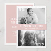 Then and Now Blush Pink Photo Collage Graduation