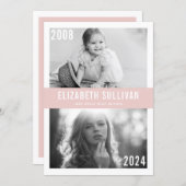 Then and Now Blush Pink Photo Collage Graduation Invitation (Front/Back)