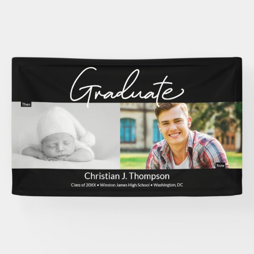 Then and Now Graduate baby photo and Grad photo  Banner